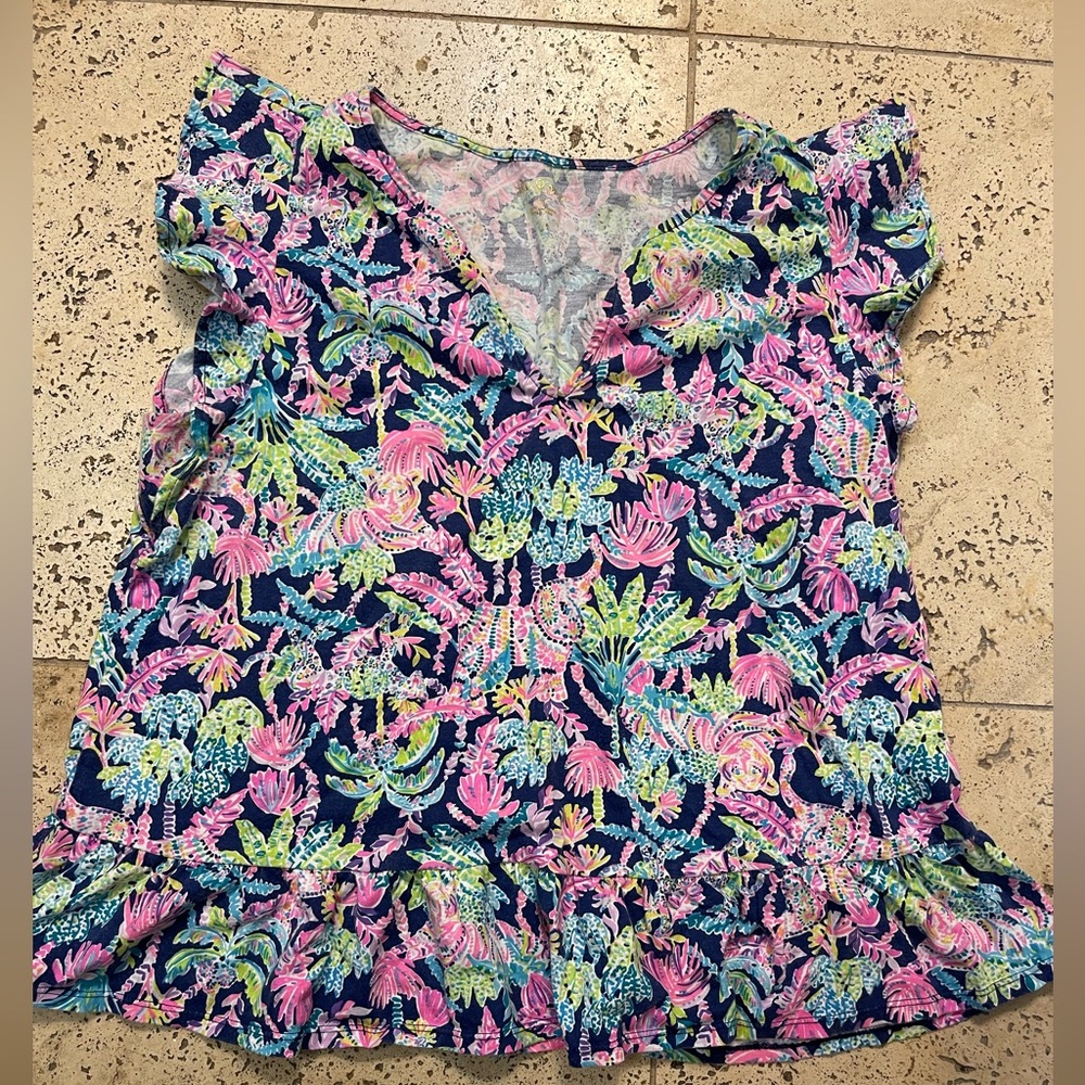 COPY - Lily Pulitzer cotton ruffle t shirt
